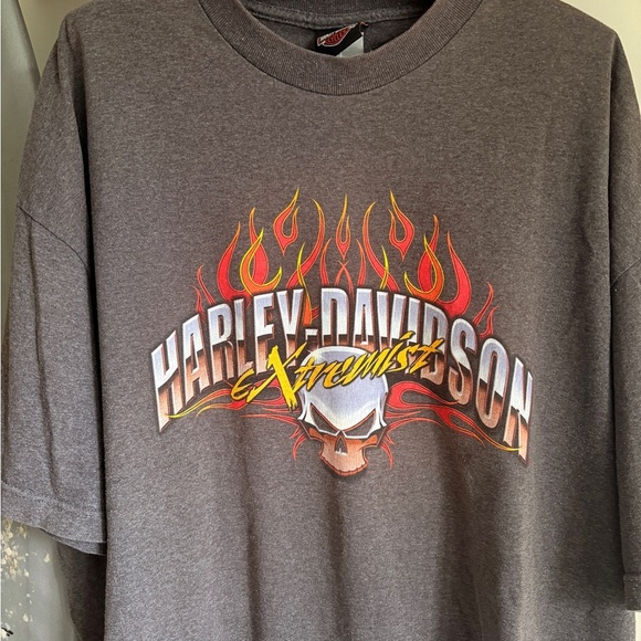 Vintage HARLEY DAVIDSON FLAMES GREY SHIRT 2XL - Picture 2 of 5